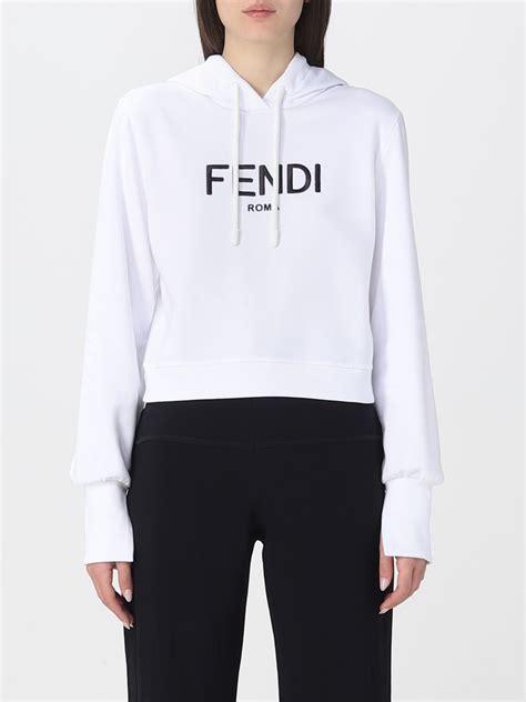 felpa fendi bianca|Felpa Cotone Bianco .